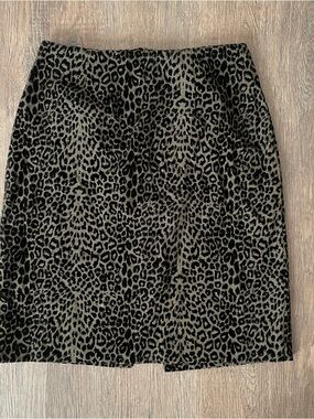 Vintage Leopard Print A-Line Above the Knee Skirt - Black and Olive